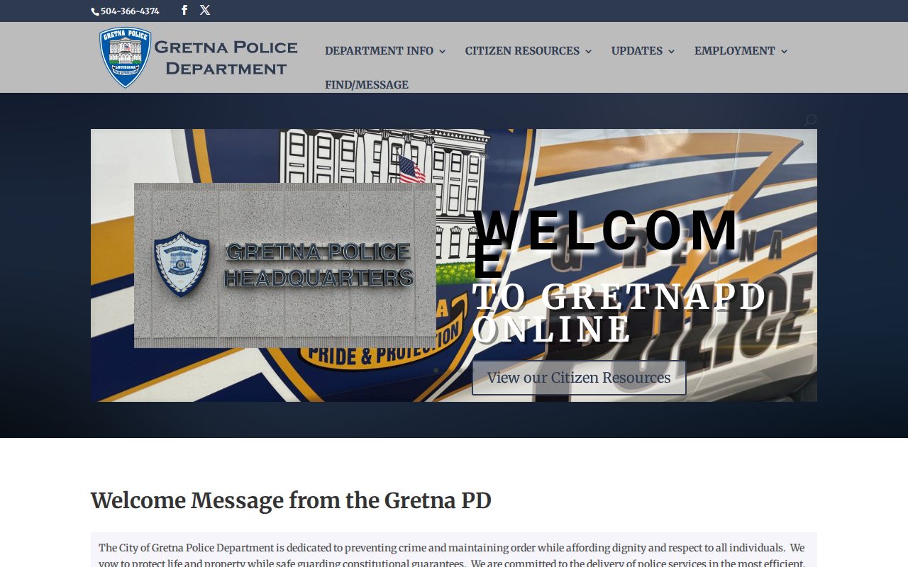 Official Gretna Police Department website