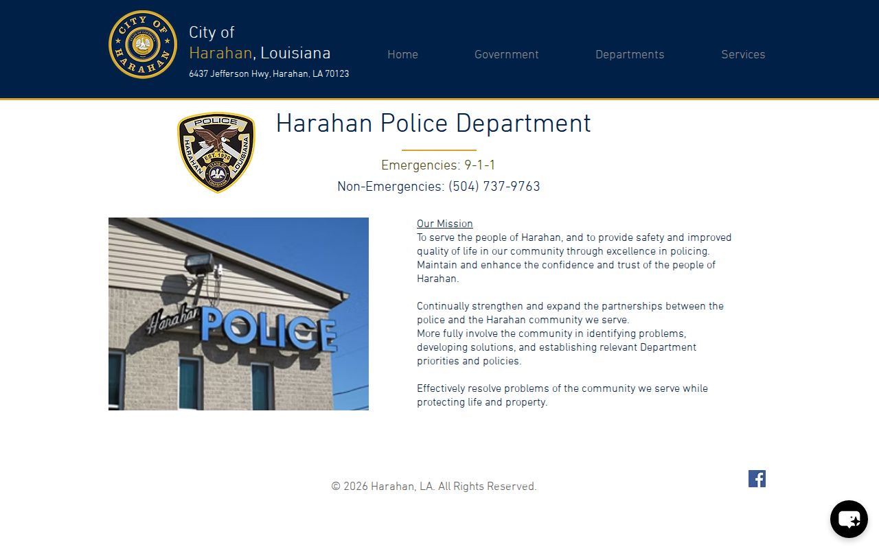 City of Harahan Police Department information page
