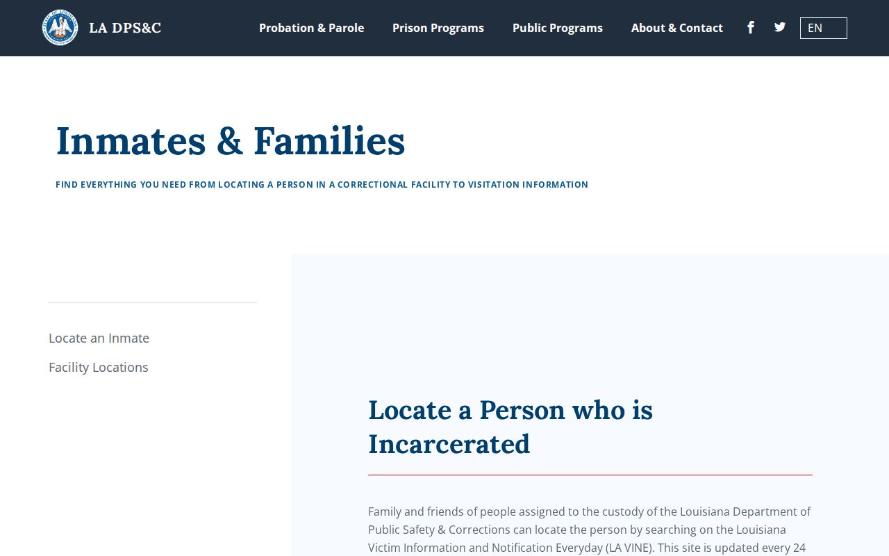 Louisiana corrections inmate information for Jefferson Parish records